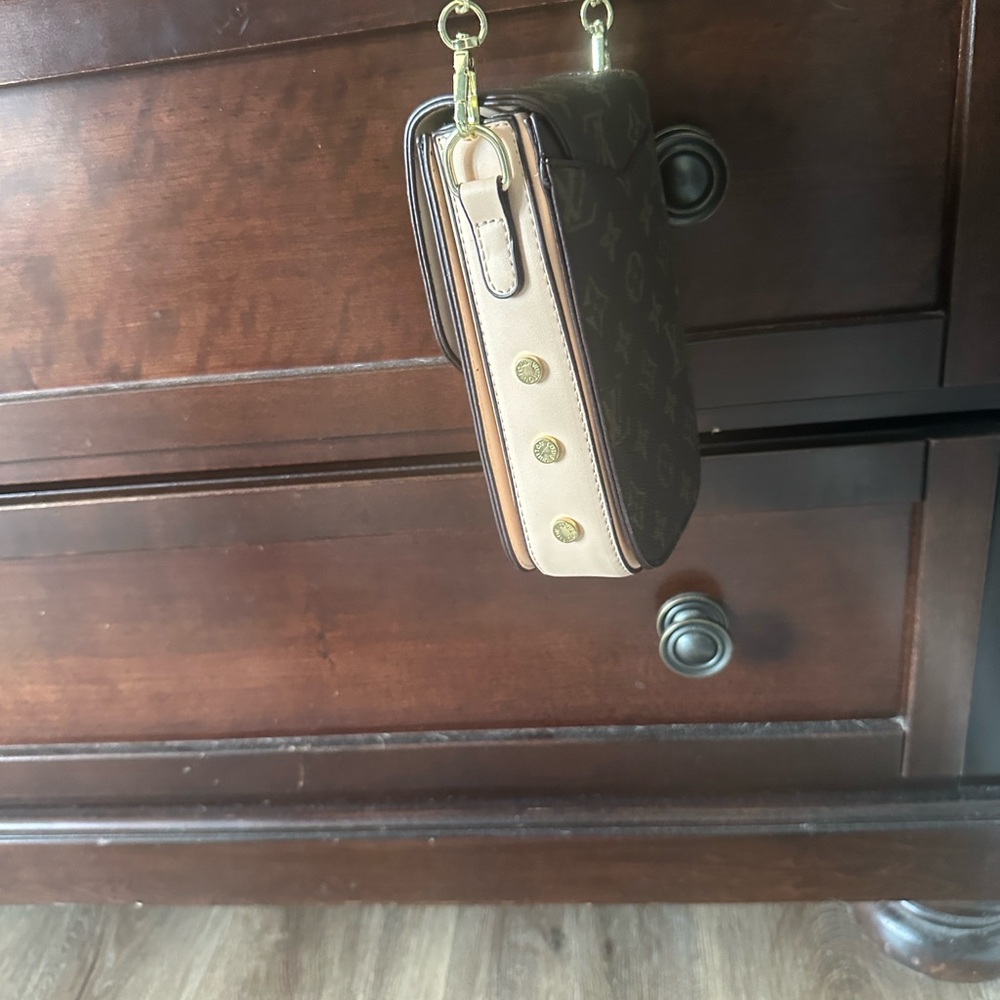 Brown and Gold Monogram Crossbody Bag - Picture 3 of 6